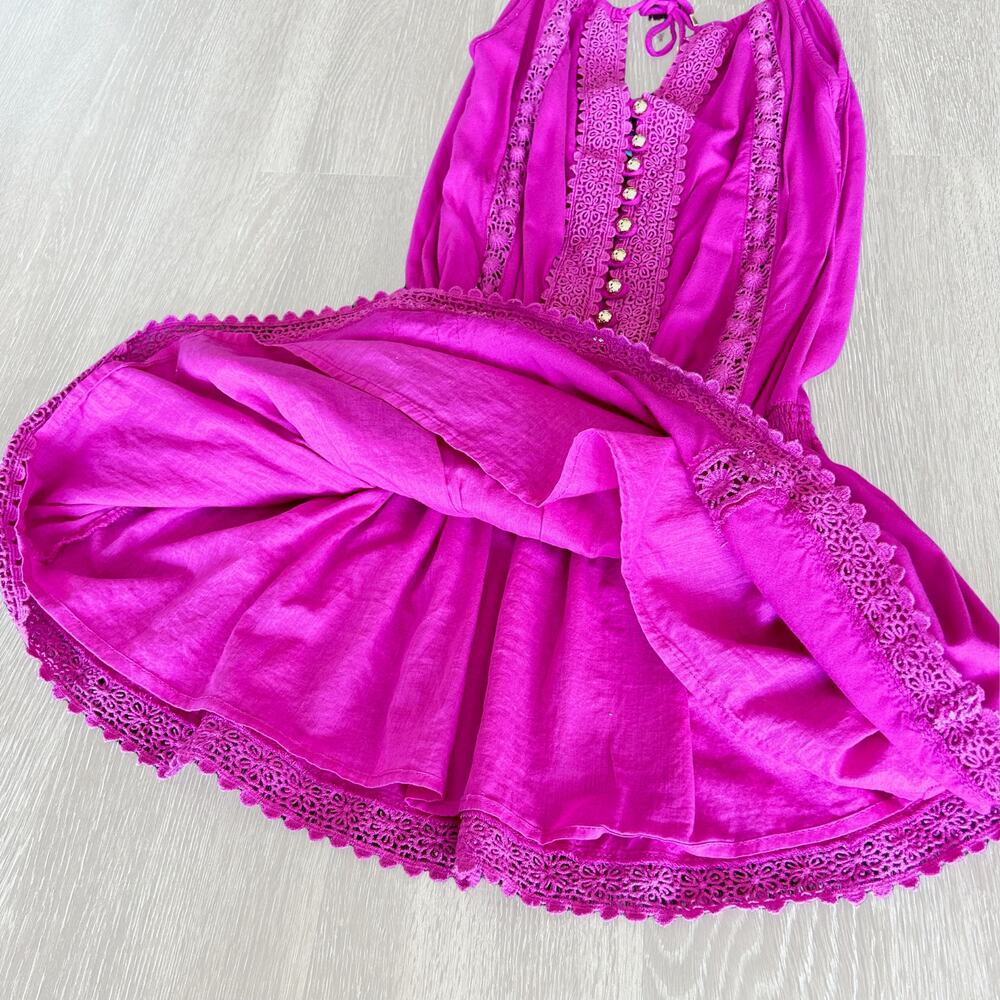 Melissa Odabash Chelsea Short Dress Viola Magenta Lace Trim Medium - Picture 8 of 11